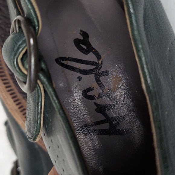 Pepe Karjo Argile Green Leather Wedge Maryjane Size 37/7 heel 3" - Picture 10 of 12